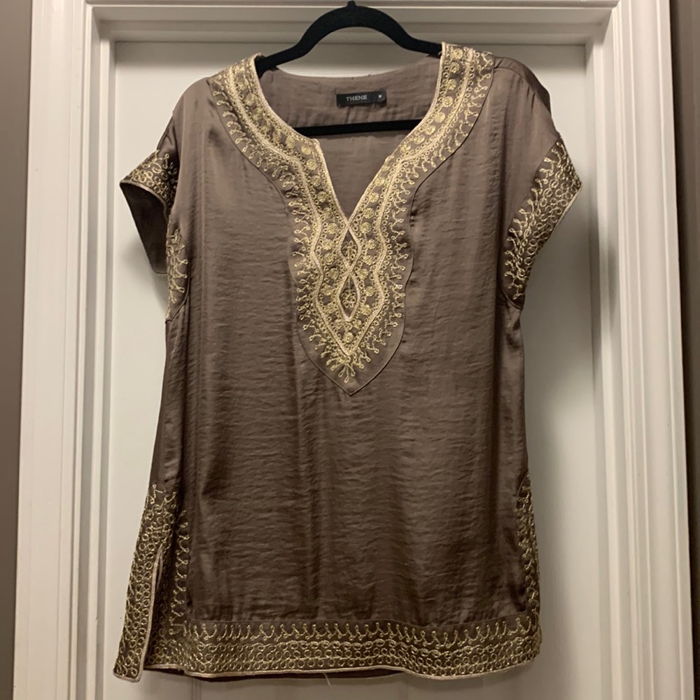Boutique silky and embroidered tunic